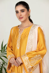 DA-2011 YELLOW EMBROIDERED KURTA  WITH DUPATTA